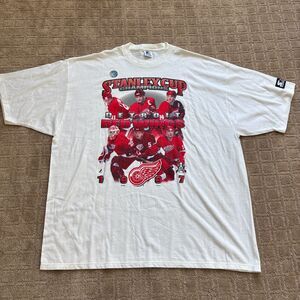 VTG STARTER DETROIT RED WINGS T-SHIRT MENS XXL 2XL STANLEY CUP CHAMPIONS USA 90s